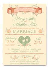 Wedding Invitations Evening Invites Save The Dates Personalised Cream Vintage Shabby Chic Hearts Birds Love