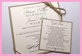 Vintage Bundle Wedding Invitation Brown String Shabby Chic